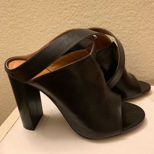 Chloe criss cross ankle strap block heels